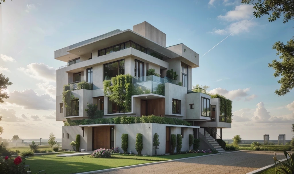 ((best quality)), ((masterpiece)), (detailed), perfect face, ((Masterpiece)), (best quality), (ultras Realistic), 8k, Raw photo, a rendering of a modern house with vietnamese roof anh brick yard , realistic garden, contemporary house, exterior design, wide establishing shot, modern house, in style of simplified realism, concept house, realistic building, front elevation view, wide angle exterior 2022, inter dimensional villa, building facing, sharp focus ilustration hq, modern style, realistic establishing shot, concept house, wide angle exterior 2022, precise architectural rendering, inter dimensional villa, award-winning render, front-view, mid-view, detailed rendering, architectural render, architecture render, modern house, architectural visualization, realistic architecture, insanely detailed rendering, exterior , trees landscape, sky wood paneled ceiling, a rendering of a modern house with a garden, precise architectural rendering, high quality rendering, award-winning render, professional render, beautiful 3 d rendering, beautiful rendering, architectural rendering, a photorealistic rendering, luxcore render, stunning render, an award winning digital render, beautiful rendered, high-quality render, architectural 3 d render, artistic render, a view of a garden with lots of flowers and plants, in a cottagecore flower garden, cottagecore flower garden, lush flowery outdoors, garden with flowers, flower garden summer morning, lots of plants and flowers, lush garden surroundings, lush chic garden, with a french garden, lush plants and flowers, home and garden, garden at home, homes and gardens, permaculture, with a garden, sustainable architecture, gardening, green house, homes and garden magazine, beautiful house on a forest path, vegetal architecture, a rendering of a modern house with a small balcony and a bancony , precise architectural rendering, modern house, contemporary house, concept house, street,