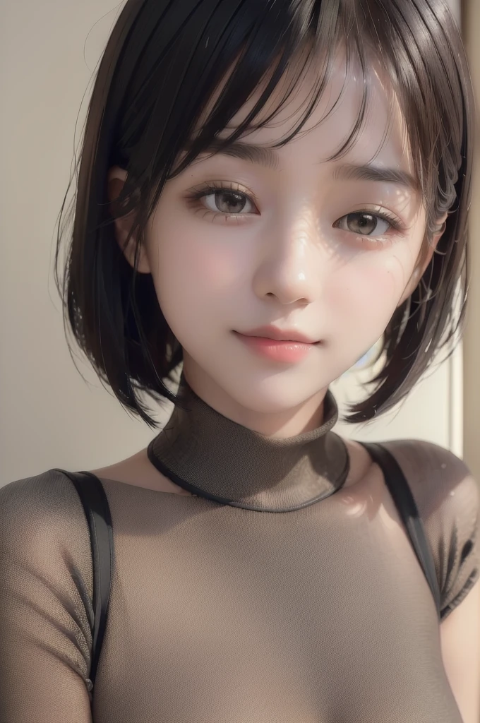 (masterpiece:1.3), (8k, photorealistic, RAW photo, best quality: 1.4), (1girl), beautiful face, (realistic face), (black hair, short hair:1.3), beautiful hairstyle, realistic eyes, beautiful detailed eyes, (realistic skin), beautiful skin, (sweater), absurdres, attractive, ultra high res, ultra realistic, highly detailed, golden ratio