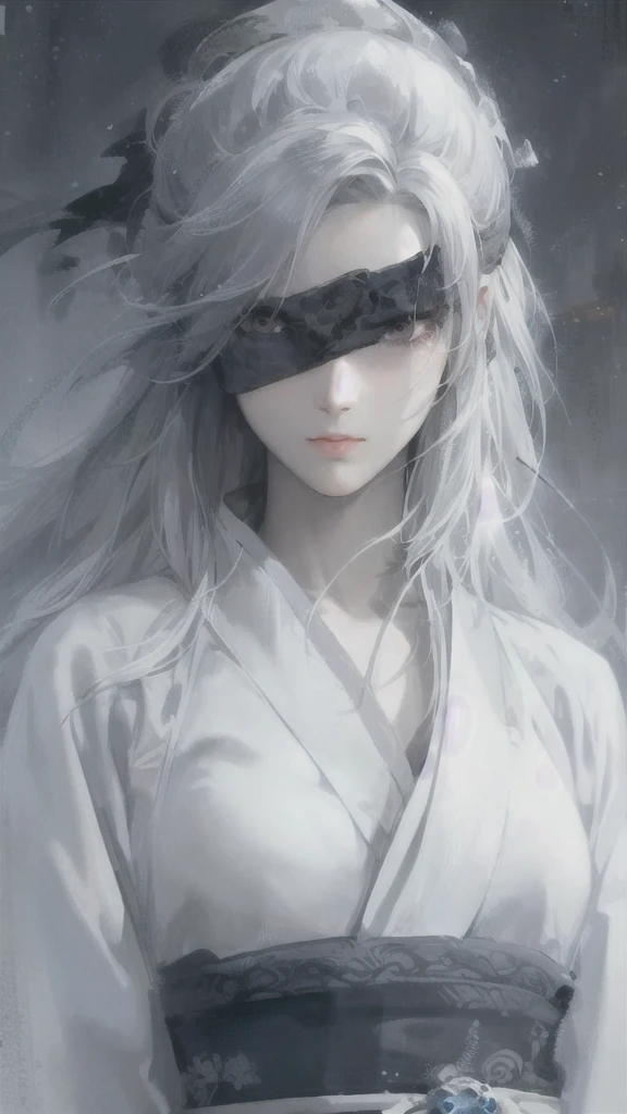 a close up of a woman with white hair and a white mask, beautiful character painting, guweiz, artwork in the style of guweiz, white haired deity, by Yang J, epic exquisite character art, stunning character art, by Fan Qi, by Wuzhun Shifan, guweiz on pixiv artstation