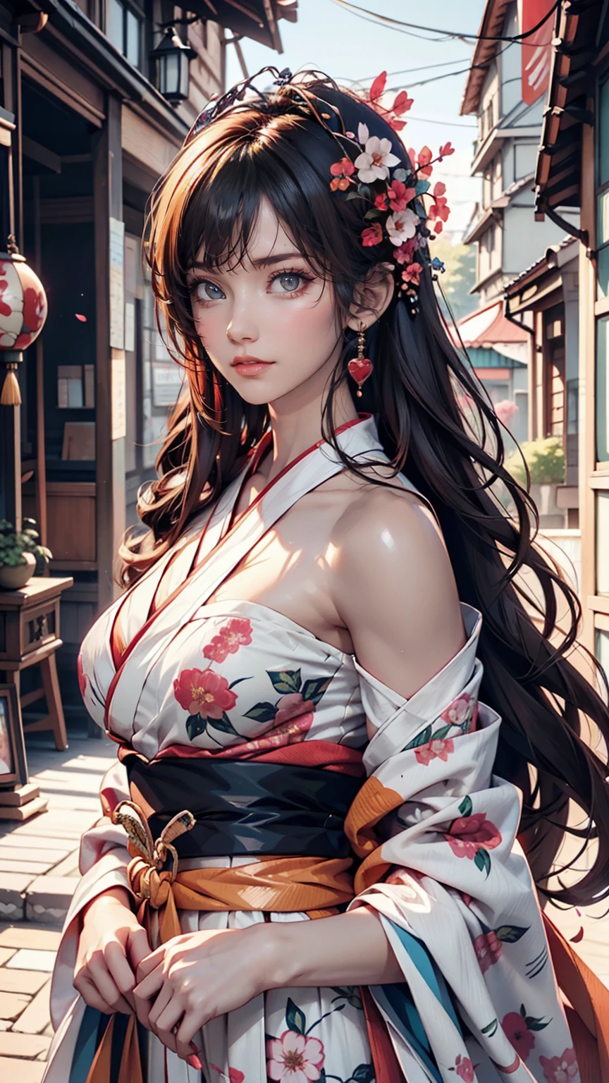 Arabian woman in kimono with flowers on her head, Beautiful digital artwork, Beautiful digital illustrations, Beautiful digital painting, Gorgeous digital painting, Gweiz-style artwork, Photorealistic anime girl rendering, Smooth anime CG art, Beautiful digital art, Amazing digital art with great detail, Amazing digital illustrations, Detailed digital anime art, April Rendering, Beautiful anime portraits