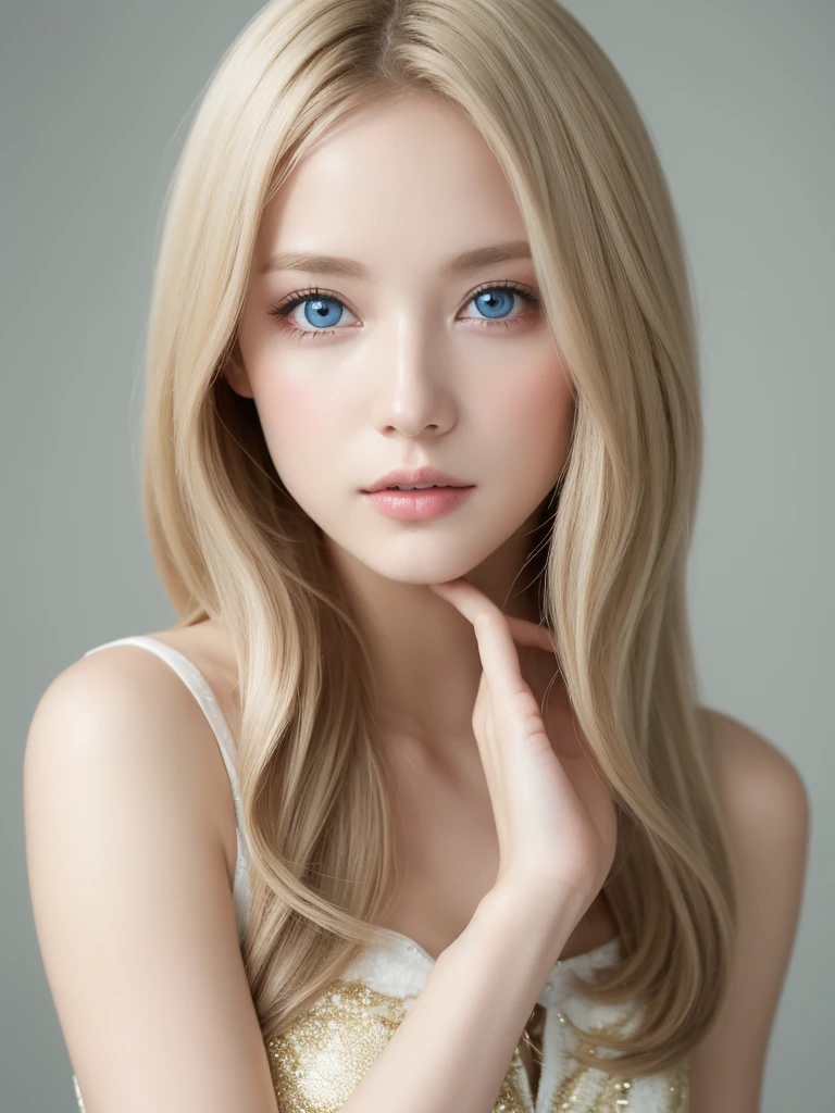 幻想的な空間に佇むbeautiful女性, White and gold tight micro dress, 98k, {{masterpiece}}, Highest quality, expensive quality:1.4), {{[[Front view}}, eye_touch,Multiple photo poses)]], Very cute face, and very pretty eyes, Cute Images, Cute Images, {{Half Body}}, {{{{{{{{Long legs}}}}}}}}, {{{{Slim and sexy body}}}}, {{{{{{背のexpensive女性}}}}}}, {{height: 177cm}}, alone, beautiful, Lovely, Adorable, Pale skin, {{18〜22 year old German woman}}, look beautiful German girl and blue eyes or green eyes with platinum blonde hair color), Scandinavian German girl, {{{{{{{{{{Half Girl}}}}}}}}}}, {{{{{{{{{{expensive_all}}}}}}}}}},Big Breasts