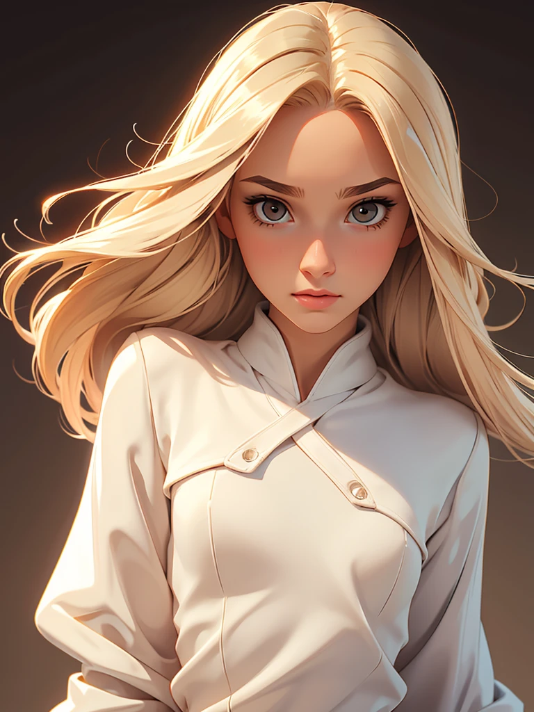 (best quality), 1girl, female, porcelain skin, blonde hair, straight hair, medium hair, swoopy tips, Flipped-up ends, brown eyes, perfect eyes, slender, , cute clothes, small bust, shy, masterpiece, anatomically correct, highres
