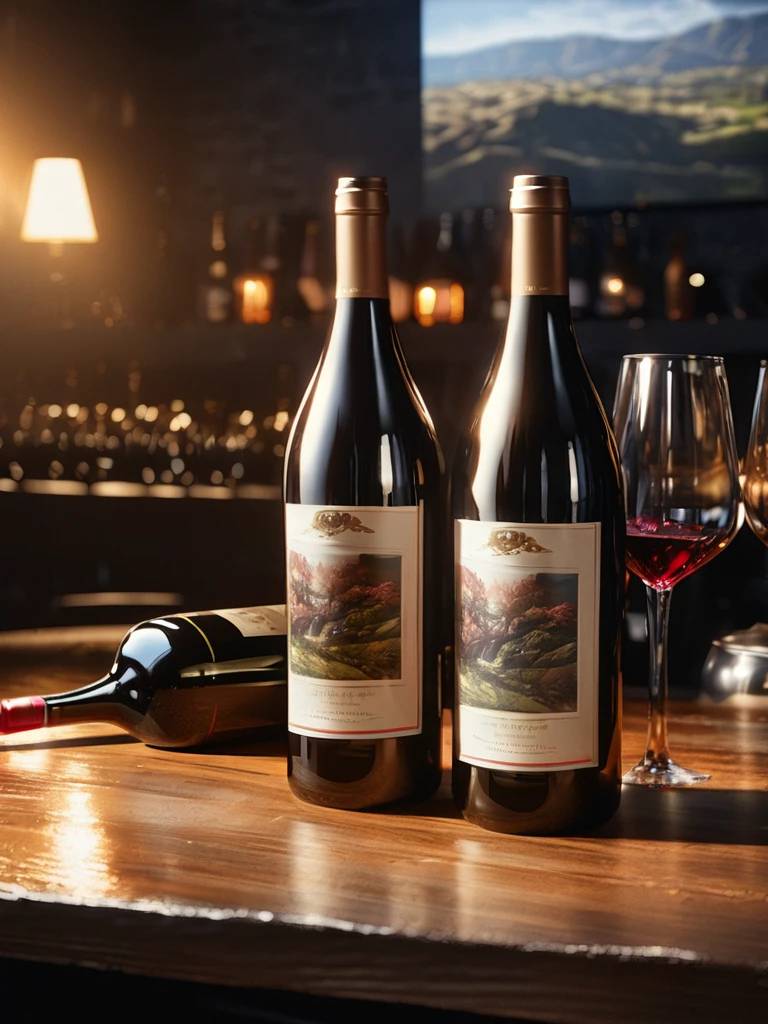 a masterpiece vintage still life, wine bottles, vineyards in background, detailed glassware, dramatic chiaroscuro lighting, rich moody colors, cinematic composition, photorealistic, 8k, (best quality,4k,8k,highres,masterpiece:1.2),ultra-detailed,(realistic,photorealistic,photo-realistic:1.37),HDR,UHD,studio lighting,ultra-fine painting,sharp focus,physically-based rendering,extreme detail description,professional,vivid colors,bokeh