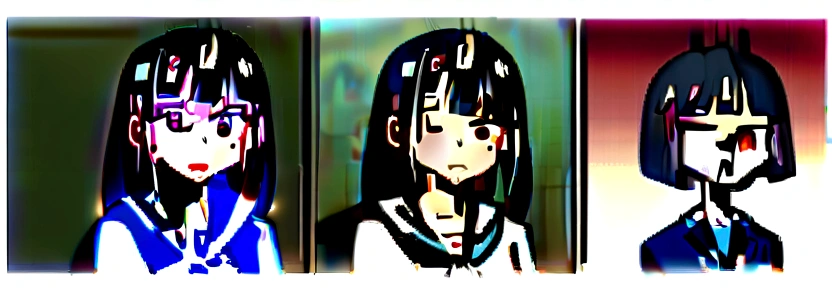 One Girl、ツンデレ、high school girl、anime、hoodie、Black Hair、Blunt bangs、Drunk Eyes、Sailor suit、Red eyes、Bobcut、two-tone hair、 High resolution, 1 Girl, Korean, Small mole under eye,Drooping eyes、