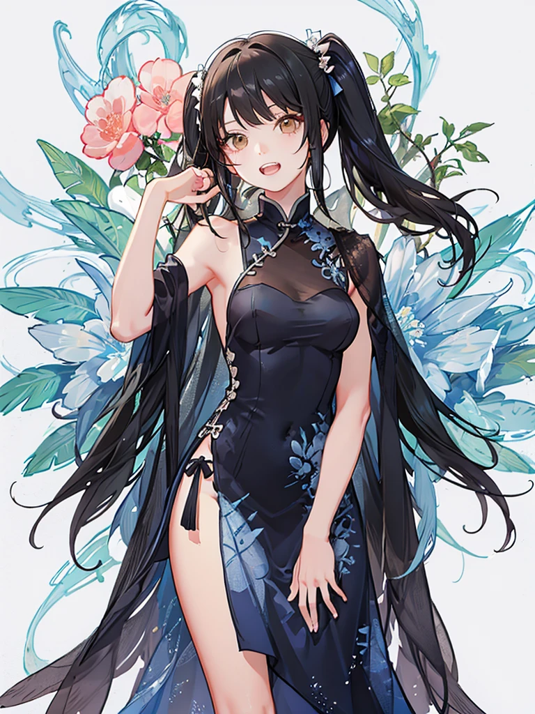 ((No bra, no panties, black one-piece dress with blue roses))Black Hair,Red eyes,Carly,Adorable,Black high heels on your feet,whole body,Fingers and arms are not exposed,Background of red roses,night,Happy expression,High quality light and shadow,Artistic Sense((Hair Bun))(Very long hair))((Blunt bangs))((Bitch))((tsurime))((Big eyes))((Skinny body))((expensive))(Pale skin))((Botanical Prints))((infant))((Showing nipples under shirt))(Pale skin))((Botanical Prints))((infant))((nsfw))(((()))(((infant)))((Lolita)