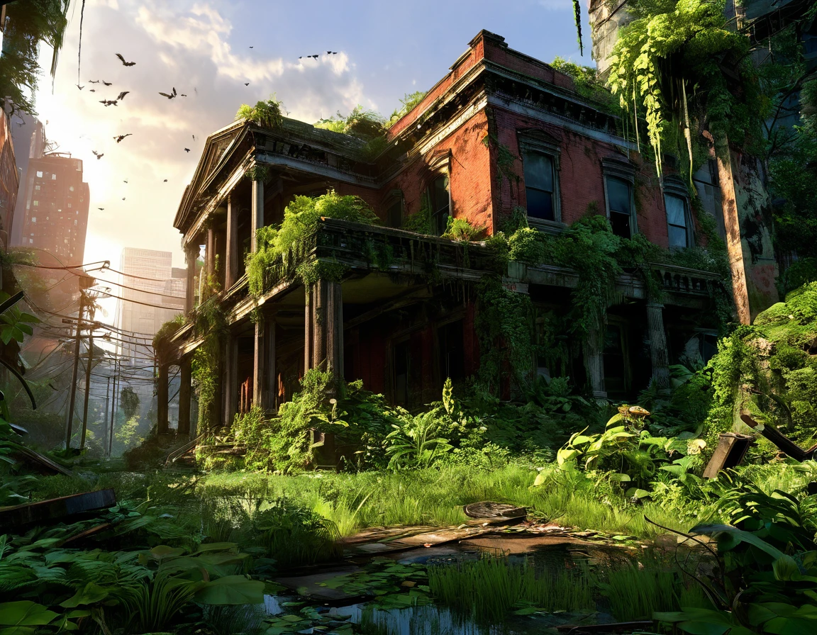 Last of Us，A world in decline，ruins，Blend in with nature，masterpiece