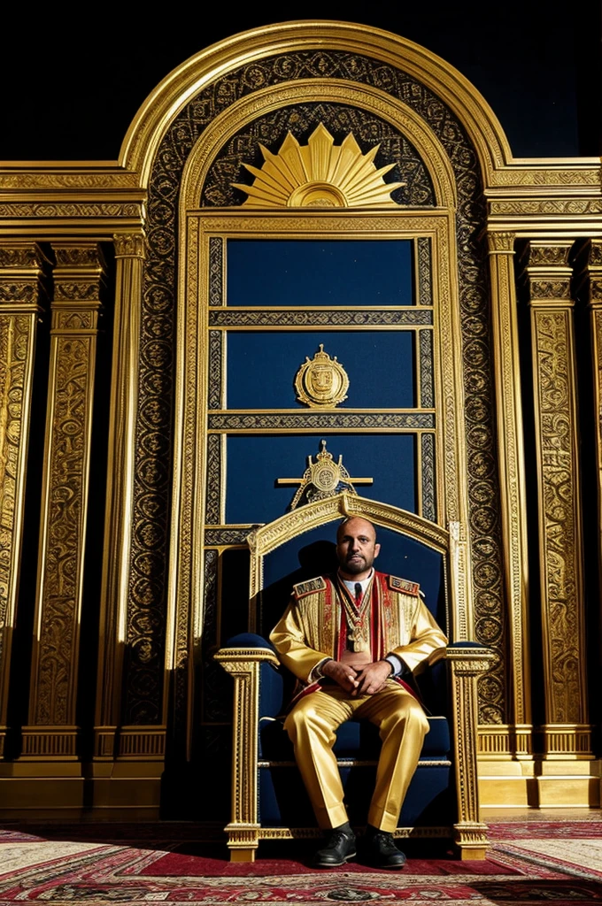 40 year old man in front of the throne of Yhwe, surreal mode in jerusalem