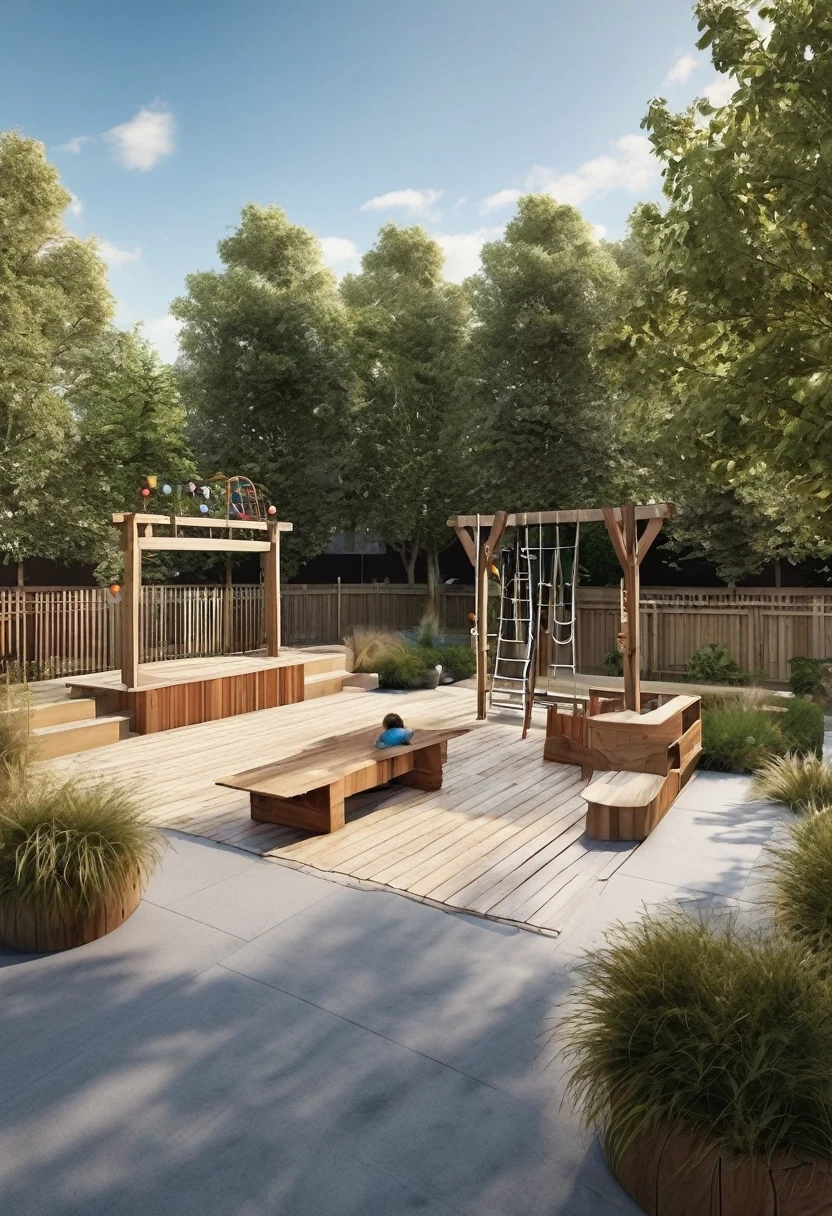 Create a view of small rectangular lot playground