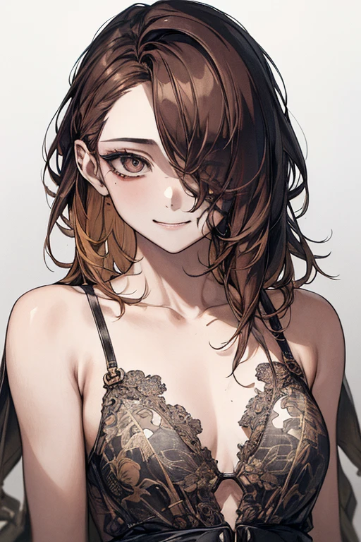 (masterpiece:1.2, Highest quality), Anatomically correct body structure、(Actual photo, Intricate details), (1 Female, alone, Upper Body, Small breasts) ,whole body,Clothes:underwear:Shaving your head、Have a bold hair conner Color、Dramatic makeup,Choice behavior:traitor、Disobedient、Create mixed media art、experiment with different subcultural values:Personality、Crazy smile、Open eyes、Crazy eyes、Genuine、White background