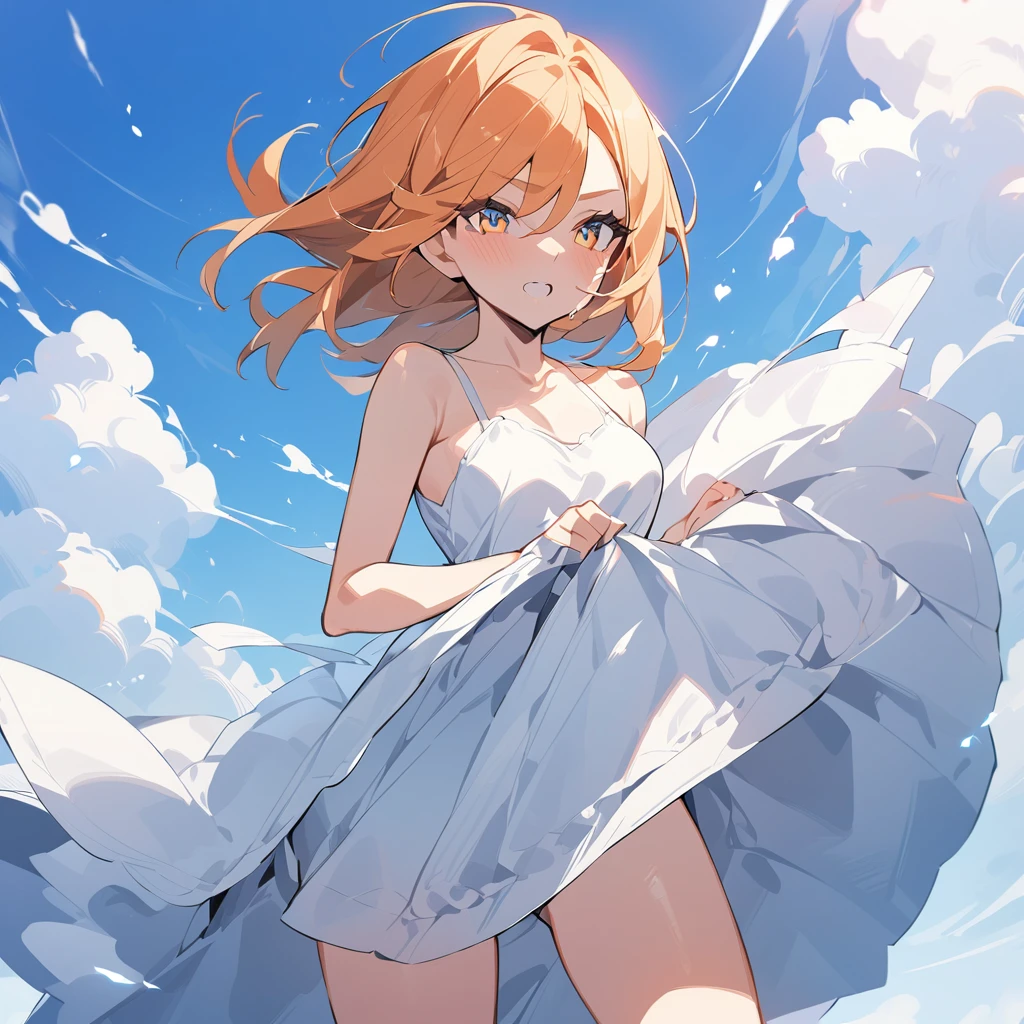 slip bra，Cute loli，style of anime，Smooth white bubble socks，Exposing bra，Reveal tender belly，Poor milk，Show little feet，Expose the soles of your feet，is shy，Sell moe，Kizi，a bed，pillow head，