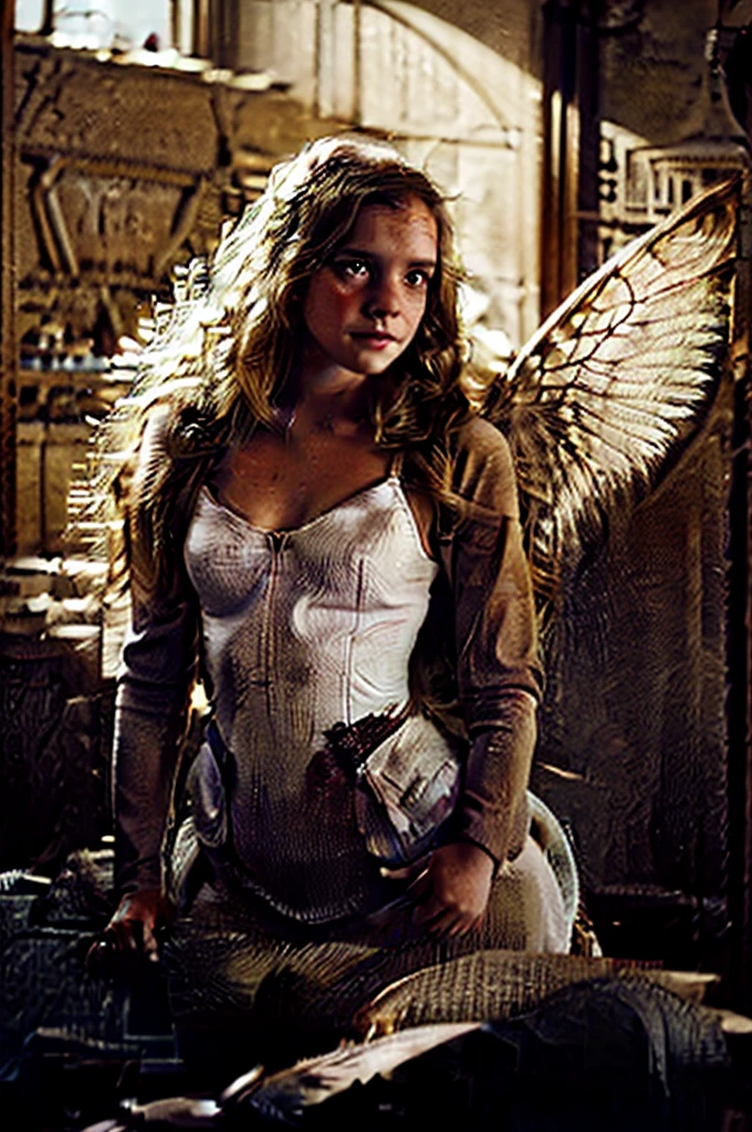 Illustration for a fairy tale, where the girl flies on a unicorn
