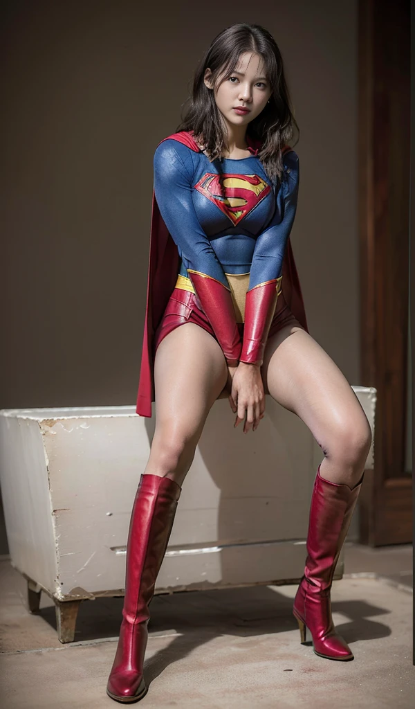 No background、(((Beautiful legs in black tights.)))、(((Legally express the beauty of your smile)))、((((Make the most of your original images)))、(((体にぴったりフィットするSupergirl Costume)))、(((Supergirl Costume)))、(((short and beautiful hair)))、(((suffering)))、(((Please wear black tights....、Wear red boots)))、((Best image quality、8K))、((Highest quality、8K、masterpiece:1.3))、(((Preserve background )))、Sharp focus:1.2、Beautiful woman with perfect figure:1.4、Slim Abs:1.2、Wet body:1.5、Highly detailed face and skin texture、8K