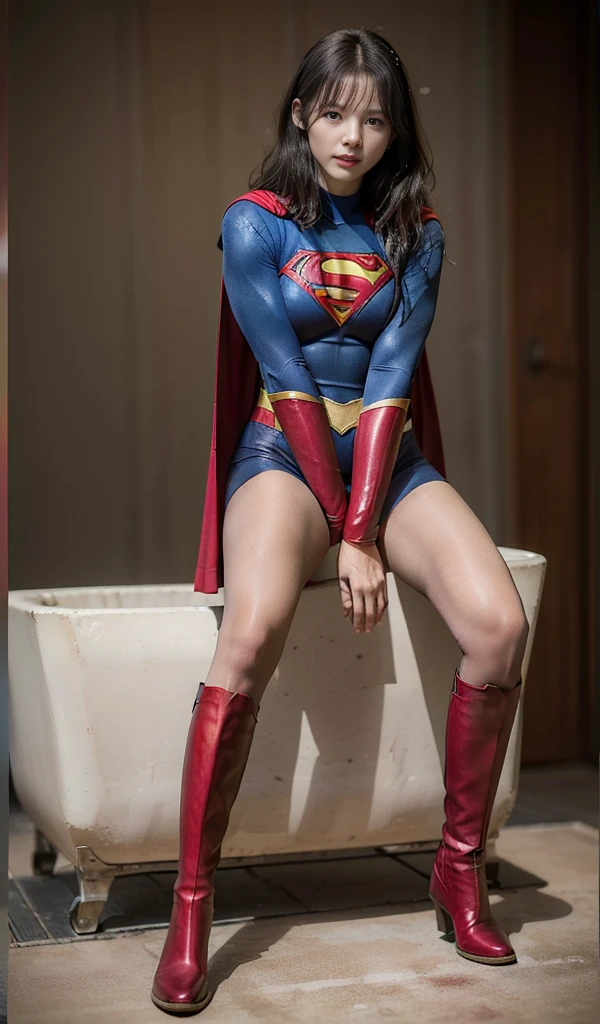 No background、(((Beautiful legs in black tights.)))、(((Legally express the beauty of your smile)))、((((Make the most of your original images)))、(((体にぴったりフィットするSupergirl Costume)))、(((Supergirl Costume)))、(((short and beautiful hair)))、(((suffering)))、(((Please wear black tights....、Wear red boots)))、((Best image quality、8K))、((Highest quality、8K、masterpiece:1.3))、(((Preserve background )))、Sharp focus:1.2、Beautiful woman with perfect figure:1.4、Slim Abs:1.2、Wet body:1.5、Highly detailed face and skin texture、8K