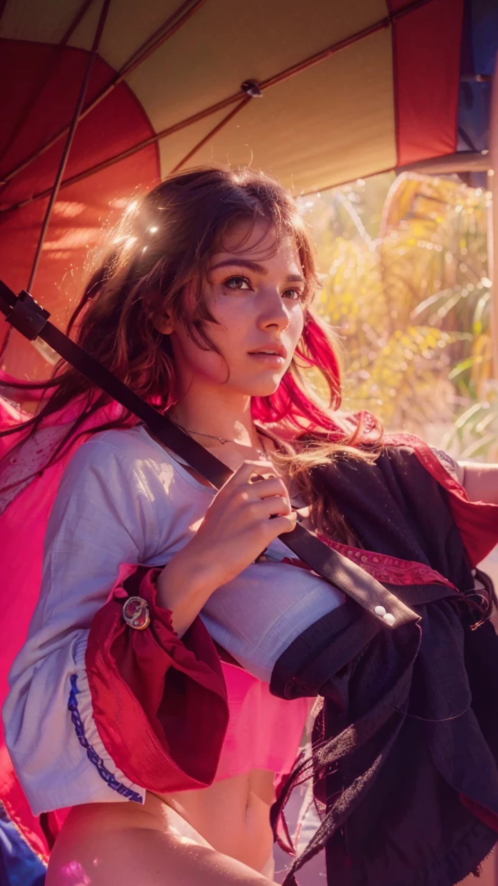 (RAW photo, 4k, masterpiece, high res,  extremely intricate) (photorealistic:1.4), cinematic lighting
1girl, solo focus, summer noon, hot, 1990s \(style\),cowboy shot,indoors
