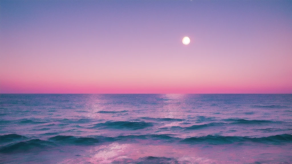 Pink Moon, Pink Sky, Soft pink clouds, pink ocean waves Sparkling, Sparkling, Pink roses in a sea of pink, Fantasy, diamond, Crown, universe, Soft Light,