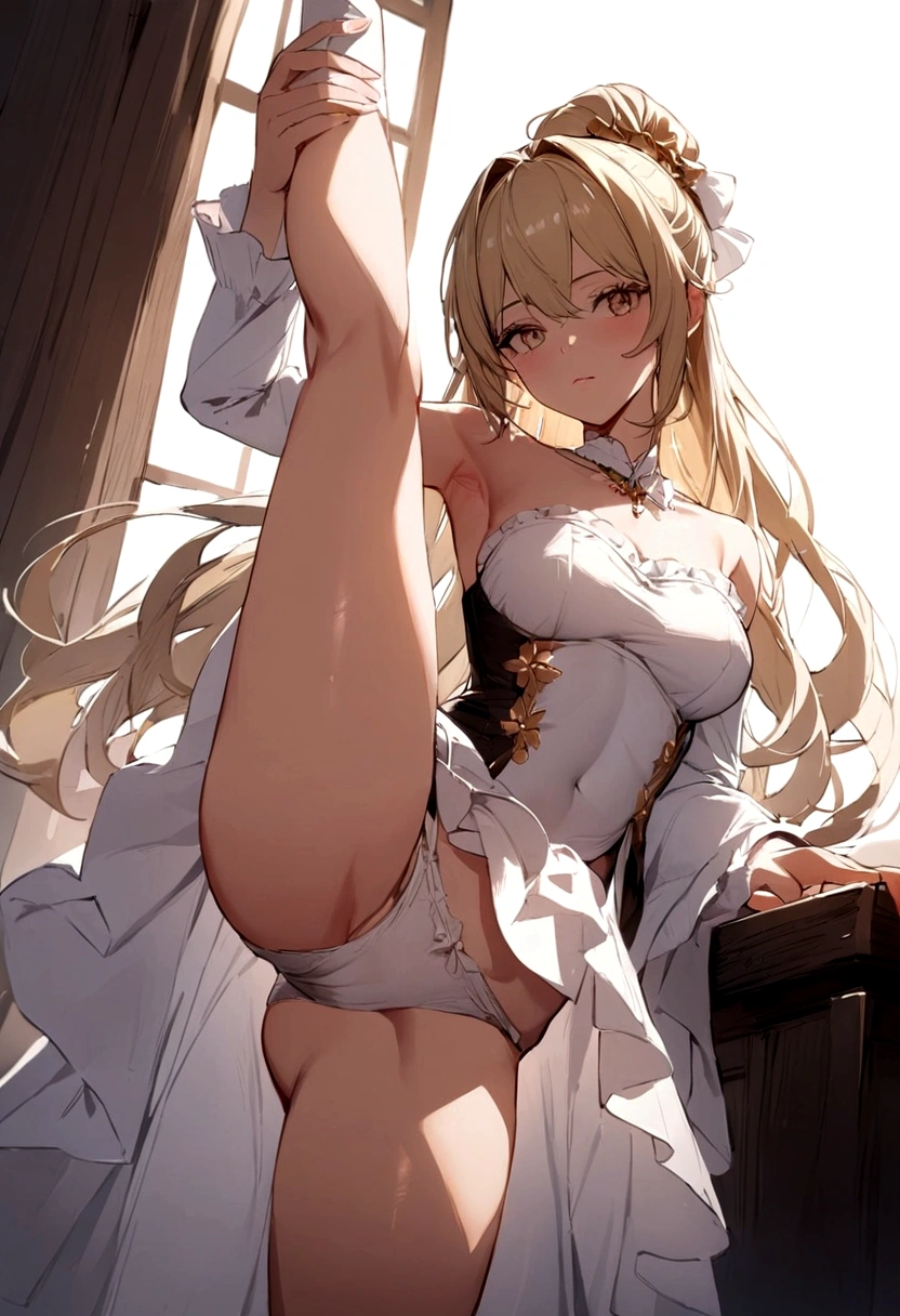 Girl raises her leg