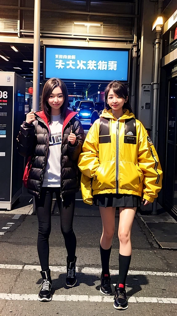 ((high quality)), ((masterpiece)), 8K, Two Girls, Bulletproof vest, light, 非常に詳細な CG ユニティ 8K 壁紙, Game CG, View your viewers, gloves, boots, whole body, clock, computer, mask, Drone, Have a weapon, Headphones, Jacket, bag, Backpack,