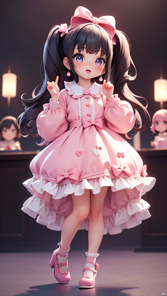 ((jk, 2girls)), (petite kawaii, bishojo), (kawaii face), (cute eyes), (masterpiece), ((top qualite)), (hyper detailed), ((high resolution)), (exquisite), (depth), ((beautiful and aesthetic)), (full body), (blush), (big bow in hair), (lipstick), (earring), ((to strike a kawaii pose))
