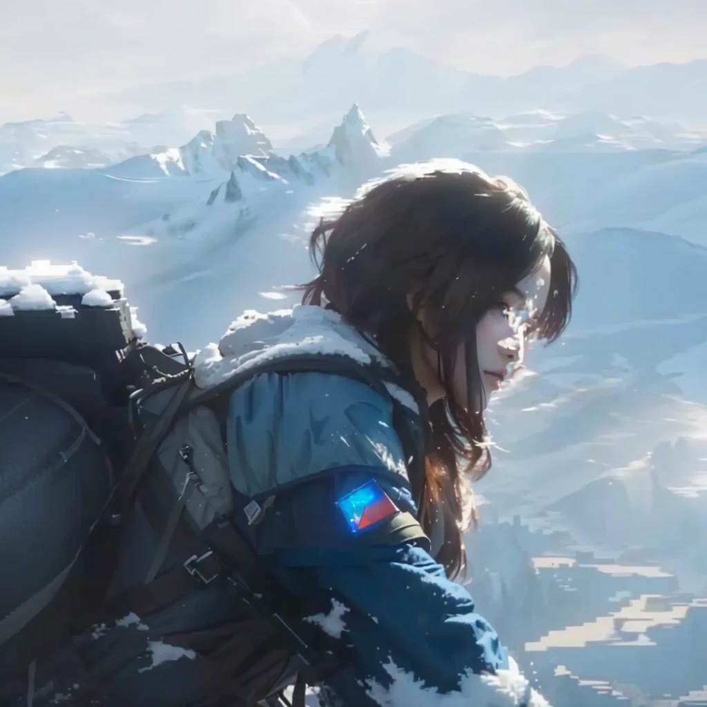 ((masterpiece)),best quality, ultra-detailed, dynamic angle, blue splashing, raining, snowing, (1girl), vivid umbrella, red scarf, wind, dangerous situation, life and death, dramatic, emotional, high resolution,8k wallpaper, snowy mountains, cloudy sky.