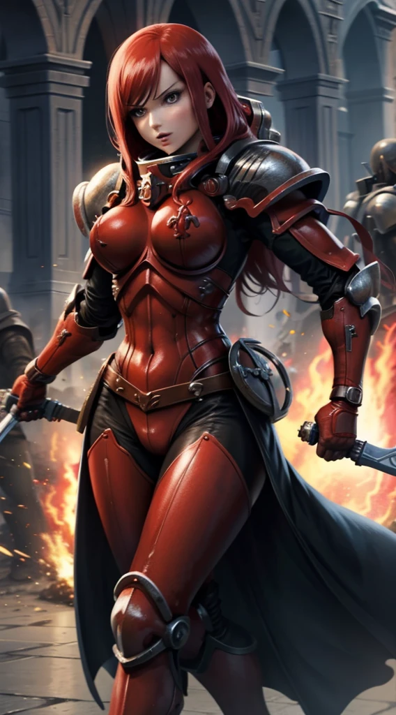 Erza Scarlett in adepta sororitas Power armour