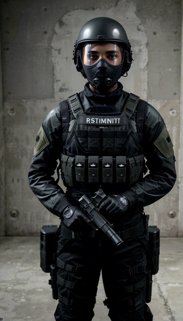 (best qualityer,4K,8K,A high resolution,work of art:1.2),ultra detali,(realisitic,fotorrealisitic,fotorrealisitic:1.37), One of them wore a black SWAT uniform.，Man in black helmet, A man in a black mask holds a gun, CQB compressed air rifle, French special operations, soldados realisitics, Soldados em tactical equipment, tactical equipment, cinematic —ar 16:9, equipamento militar realisitic, tactical armor, black tactical gear, combat clothing, Futuristic soldier costume, special forces security(best qualityer,4K,8K,A high resolution,work of art:1.2),ultra detali,(realisitic,fotorrealisitic,fotorrealisitic:1.37), One of them wore a black SWAT uniform.，Man in black helmet, A man wearing a black skull mask holds a gun, CQB compressed air rifle, French special operations, soldados realisitics, Soldados em tactical equipment, tactical equipment, cinematic —ar 16:9, equipamento militar realisitic, tactical armor, black tactical gear, combat clothing, Futuristic soldier costume, special forces security
