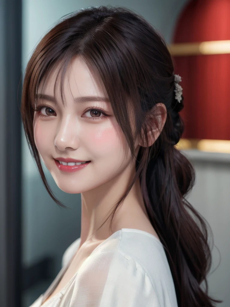 high quality picture, masterpiece, detailed hair texture, Detailed skin texture, Detailed Cloth Texture, 8K, Add fabric details, ultra detailed skin texture, ultra detailed photographic, Skin pores,light smile,wide shot,(bunny girl),half updo,