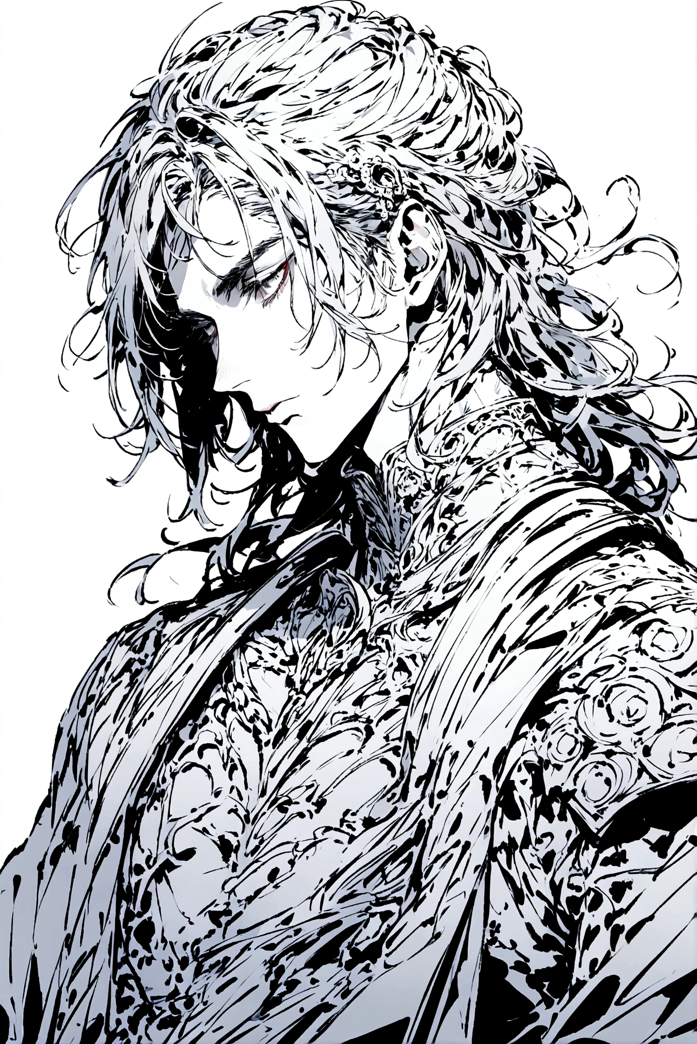 A man looking side like sketch art lite colour