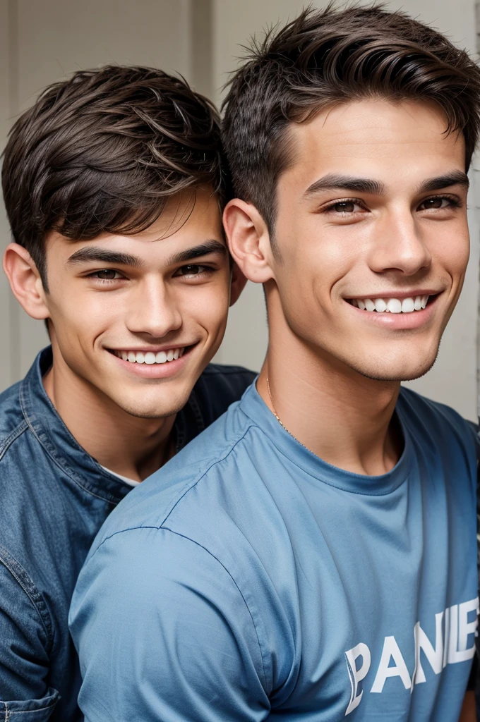 Two duo boys with jawline and with teeth smile