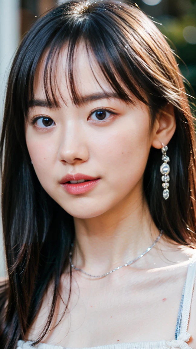 (RAW Photos:1.2), (Realistic:1.4),Beautiful detailed woman,非常にFine Eyesと顔, Fine Eyes, Very detailed,High resolution, Very detailed,highest quality,Awareness-raising,Unified,8k wallpaper,masterpiece,highest quality,1 female,alone,rich,Esbian all over,（Standard body type、D cup breasts）、There&#39;Foot meat,Slim waist,alone,（Strap Dresses,気質Strap Dresses,High heels）,Jewelry Necklace Short Hair,A kind smile,A dignified atmosphere,black eye,Realistic,Suzhou Garden , (midday garden:1.1)