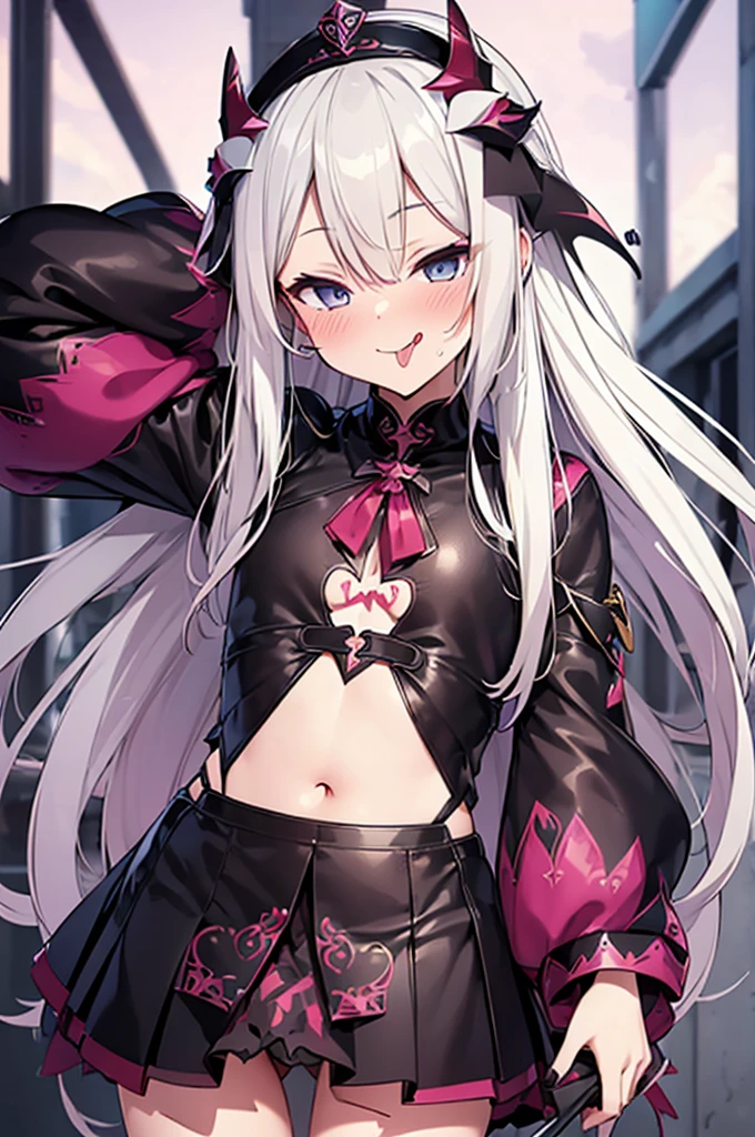 (((Characteristic clothing))),(((high quality))),Unshaven,(((((Pubic hair heart pattern))))), Cloudy eyes,Anime Style,Long Tongue,Sticking out tongue,Obscene lines,Fatty face,Fallen into evil,Sexual,clumsy smile,Unshavenの髪,((Long hair that covers the eyes)),transformation