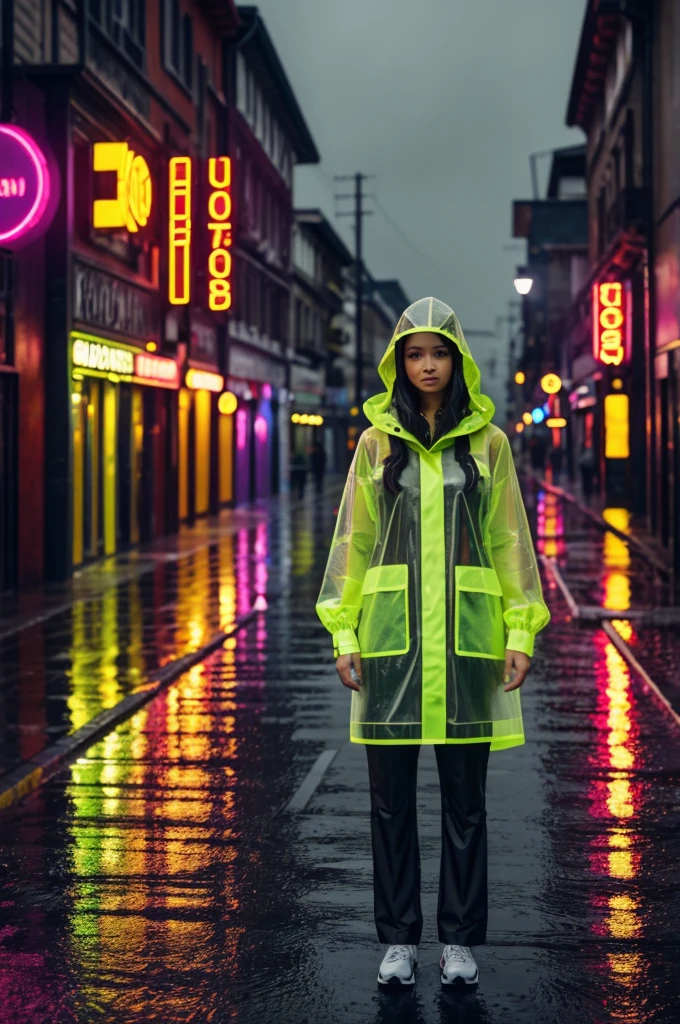 PNT
beauty and fashion shop
a girl in a neon plastic raincoat and pants standing in the rain in a middle town, heavy rain, long exposure, water splash, intricate, hyper detailed, extreme detail description, portrait, best quality, highres, ultra hd, 4k, 8k, realistic, photorealistic, photo-realistic, ultra-fine painting, sharp focus, physically-based rendering, vivid colors, bokeh, cinematic lighting