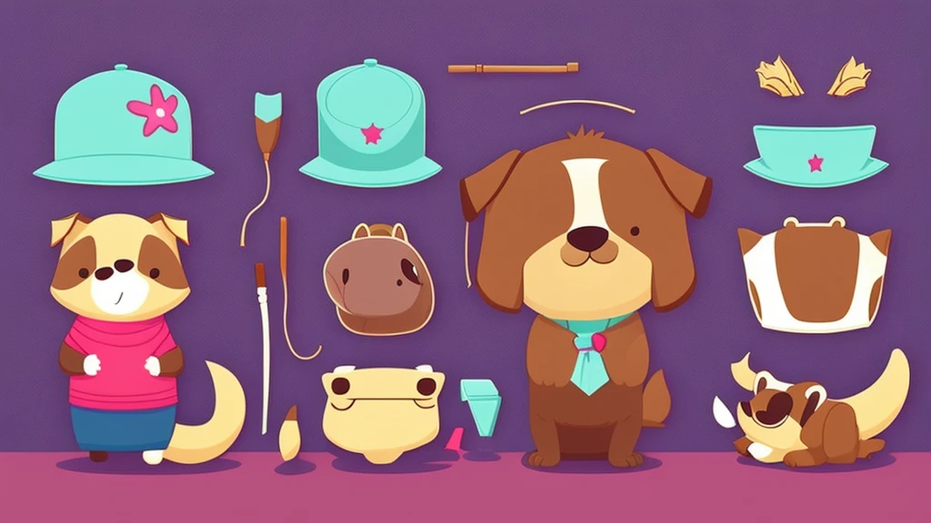 cute mascot dog kawaii flat cartoon