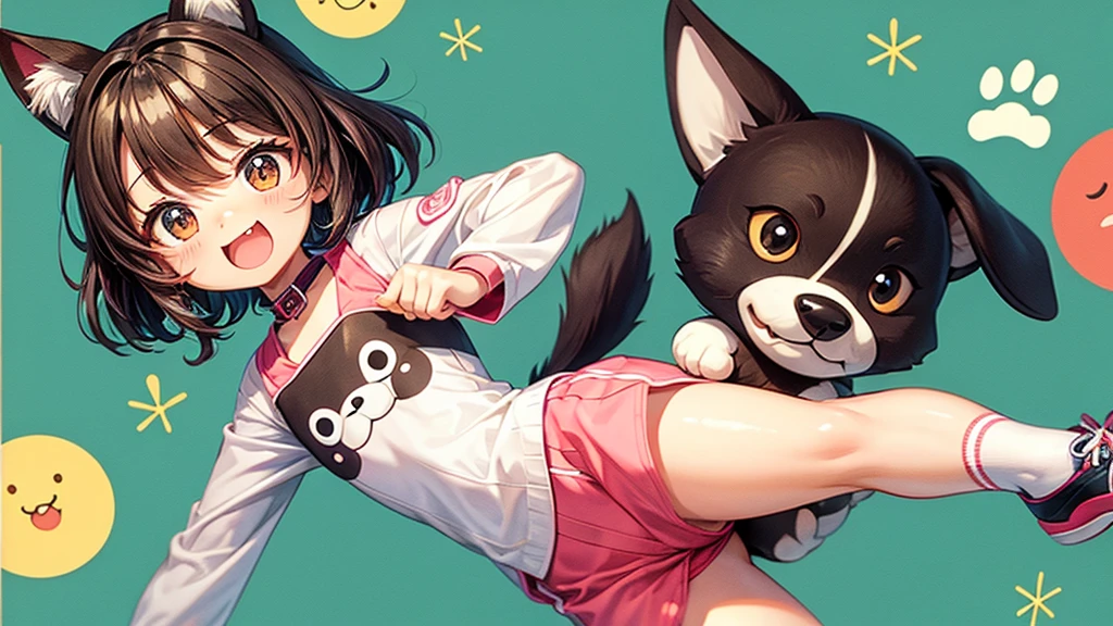 cute mascot dog kawaii flat cartoon