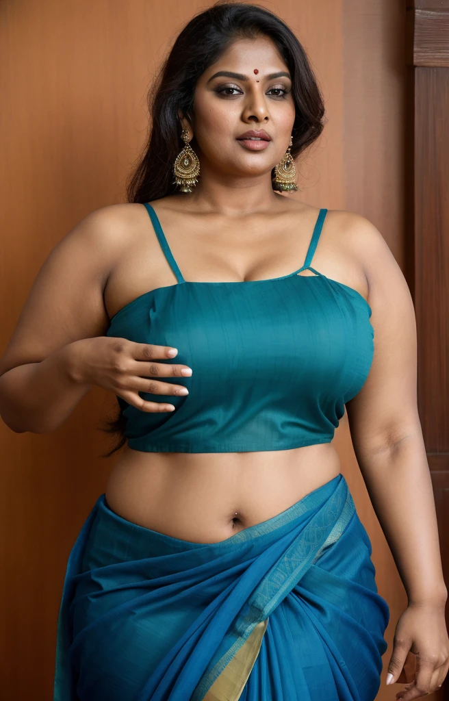 Photographic recreation shoot Inspired from art by mohanan manimala, best quality, modelshoot, profile photoshoot, mastershot, model photography, retouched, movie stills shoot, modelshoot Inspired by art of mohanan manimala, revealing clothes, her exposed charming figure, appealing physique, pale skin, Beautiful lady, extremely gorgeous woman, mallu traditional wear, party wear, summer party wear, designer saree, sexy woman, wedding party wear, hot sleeveless blouse, sexy designer dress, designer blouse, braless, hot wear, spotless skin, designer sari, sexy fashion saree, Deep navel, jiggly belly, 50 years old, sexy navel folds, gigantic figure, wide body, Full figured woman, full figured body, Plus size Indian beauty, Mrs India plus size, momma, mommy figure, desi aunty bold saree look, big mommy milkers, heavy physique, curvy, sexy sleeveless blouse, armpits exposing, modern Indian aunties, sexy Indian housewife, desi bhabhi hot, sexy giant woman like figure, seductive body, wearing palla, Indian traditional cotton bandeau crop top bra, huge breast, milk tank, mallu woman, mallu actress, mallu aunty, mallu sari model, mallu actress, lusty, perfect thick body, fleshy figure, highly detailed, intricate, flawless, pheromones dropping figure, seductive expression, beautiful face, juicy figure, perfect face, perfect eyes, perfect fingers, round shaped face, curvy, skin texture, hot, small hairs on armpits visible, unshaved underarm, armpit crease, captivating, lusty, charming, attractive figure, mature woman, Kerala model, Kerala actress, nails can be hidden, queen of Lust, High clarity eyes, gigantic figure , extremely seductive, extremely seductive dress,