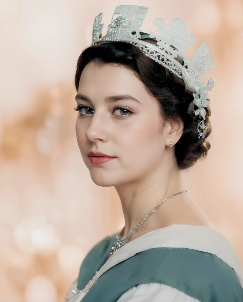 A realistis queen elizabeth 2 face wear a silver crown,ultra hd 8k