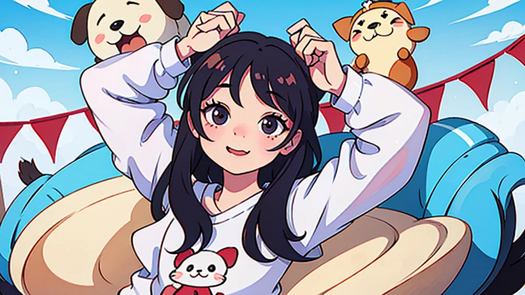 cute mascot dog kawaii flat cartoon