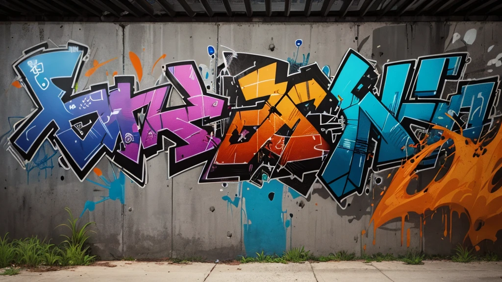 In the midst of the urban jungle, brick walls come alive with a variety of graffiti comics. Each piece is unique, with vibrant colors and bold graffiti styles blending seamlessly into the textured concrete background. Smoke and fire graffiti create an edgy, dynamic atmosphere, while 3D graffiti textures add depth and dimension. The hand-drawn cartoon art style is playful, suggestive, and elaborately detailed. Hard edges and sharp lines create a sense of energy as the walls pulse with the rhythm of the city. The atmosphere is filled with the hiss of spray paint and (doodles of cartoon characters),