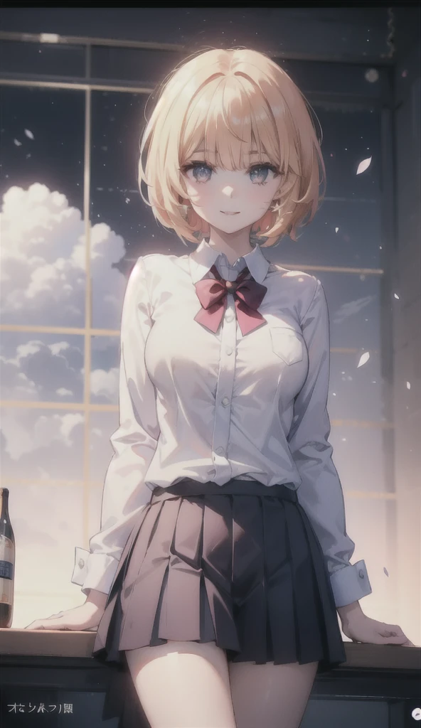(8K, RAW photos, best quality, masterpiece:1.2), (Practical, photo-Practical:1.37), Extremely detailed,
1 girl,Lovely, Solitary,Beautiful and detailed sky,(Red and swollen nose),(Smile:1.1),(Shut up),Large Breasts, seductive Smile, Big Apartment, Professional lighting, Sony A7R4, Jersey 50mm F1.8,
Medium breasts,Beautiful and delicate eyes,(Collared shirt:1.1), bow tie,Pleated Skirt,(short hair:1.2),Flowing hair