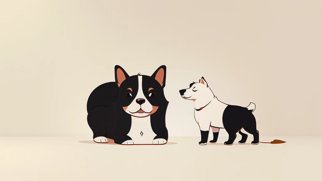Dog illustration in minimalist and flat cartoon style