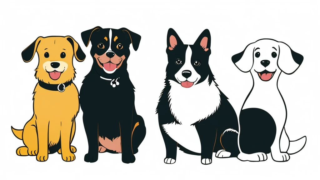 Dog illustration in minimalist and flat cartoon style