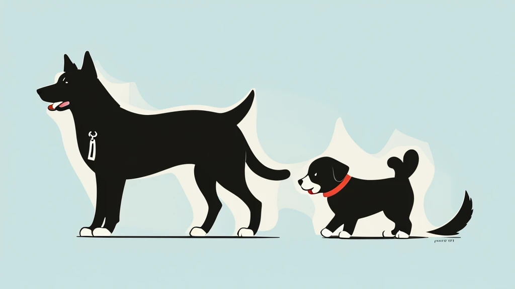 Dog illustration in minimalist and flat cartoon style