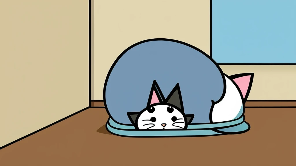 Cute cartoon cat in flat cartoon style