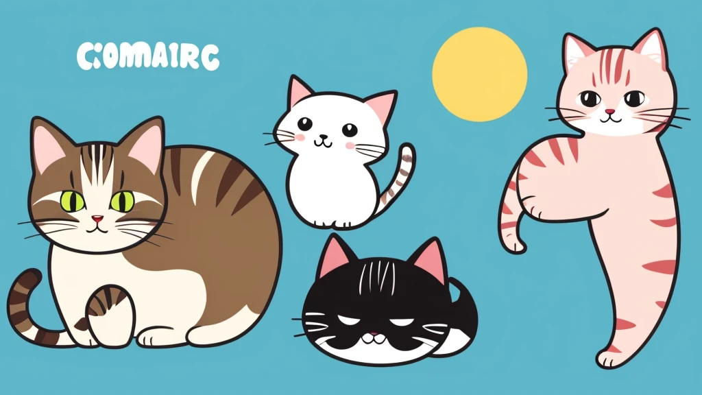Cute cartoon cat in flat cartoon style