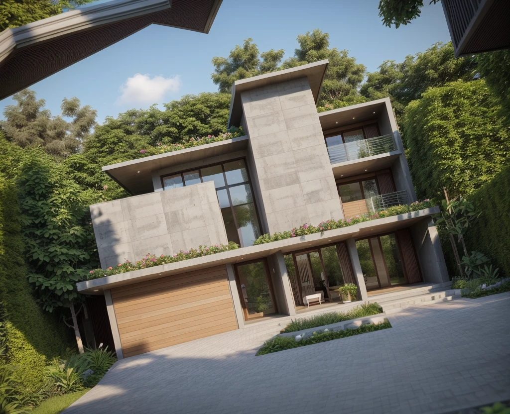 ((best quality)), ((masterpiece)), (detailed), perfect face, ((Masterpiece)), (best quality), (ultras Realistic), 8k, Raw photo, a rendering of a modern house with vietnamese roof anh brick yard , realistic garden, contemporary house, exterior design, wide establishing shot, modern house, in style of simplified realism, concept house, realistic building, front elevation view, wide angle exterior 2022, inter dimensional villa, building facing, sharp focus ilustration hq, modern style, realistic establishing shot, concept house, wide angle exterior 2022, precise architectural rendering, inter dimensional villa, award-winning render, front-view, mid-view, detailed rendering, architectural render, architecture render, modern house, architectural visualization, realistic architecture, insanely detailed rendering, exterior , trees landscape, sky wood paneled ceiling, a rendering of a modern house with a garden, precise architectural rendering, high quality rendering, award-winning render, professional render, beautiful 3 d rendering, beautiful rendering, architectural rendering, a photorealistic rendering, luxcore render, stunning render, an award winning digital render, beautiful rendered, high-quality render, architectural 3 d render, artistic render, a view of a garden with lots of flowers and plants, in a cottagecore flower garden, cottagecore flower garden, lush flowery outdoors, garden with flowers, flower garden summer morning, lots of plants and flowers, lush garden surroundings, lush chic garden, with a french garden, lush plants and flowers, home and garden, garden at home, homes and gardens, permaculture, with a garden, sustainable architecture, gardening, green house, homes and garden magazine, beautiful house on a forest path, vegetal architecture, a rendering of a modern house with a small balcony and a bancony , precise architectural rendering, modern house, contemporary house, concept house, street,