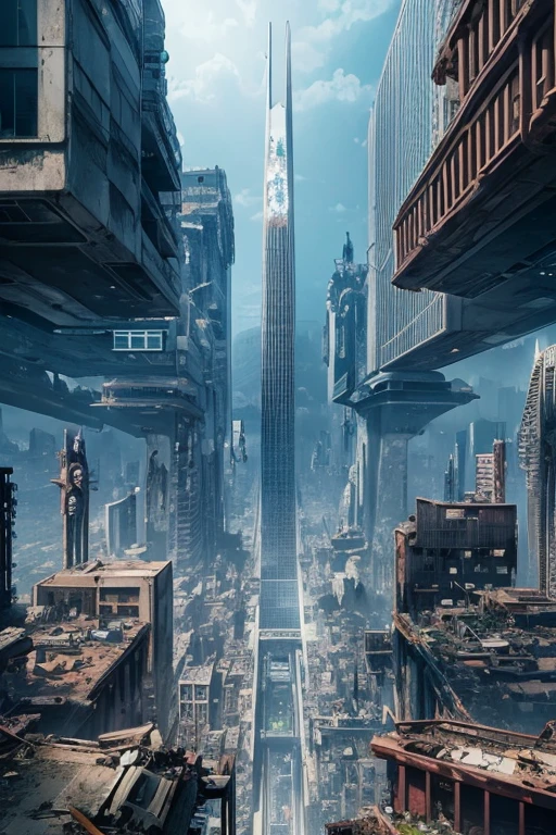 Highest quality、A ruined futuristic city、dim、Surrealism
