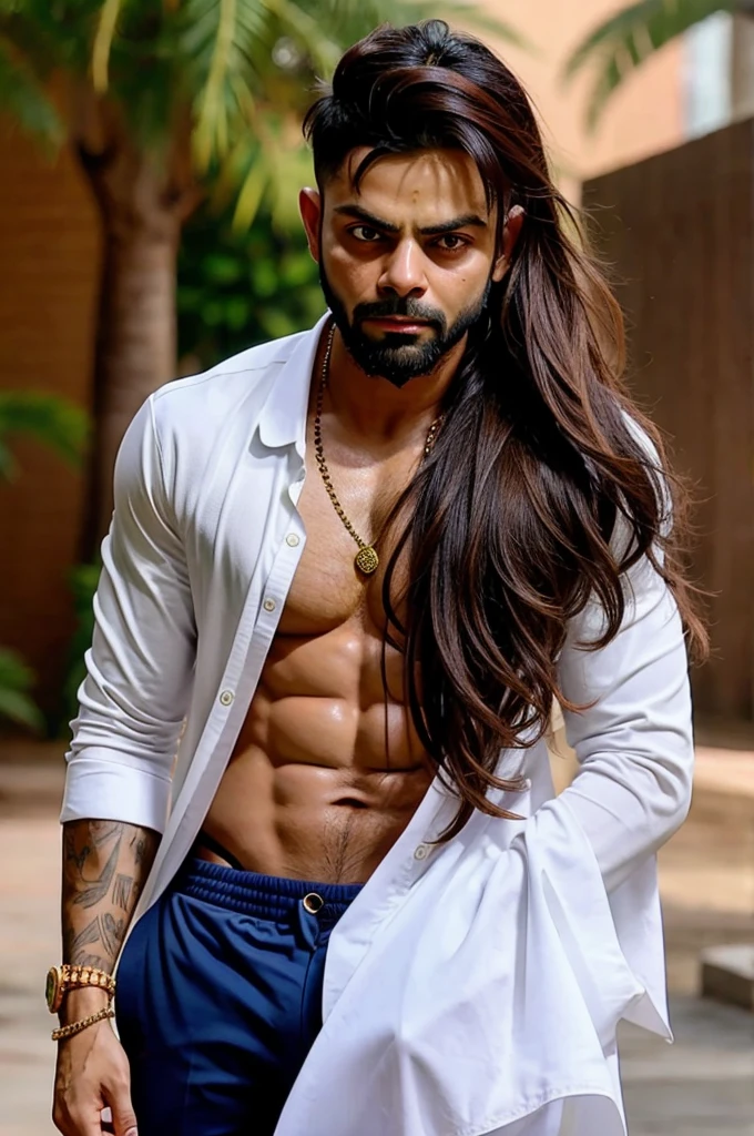 Virat kohli in long hair
