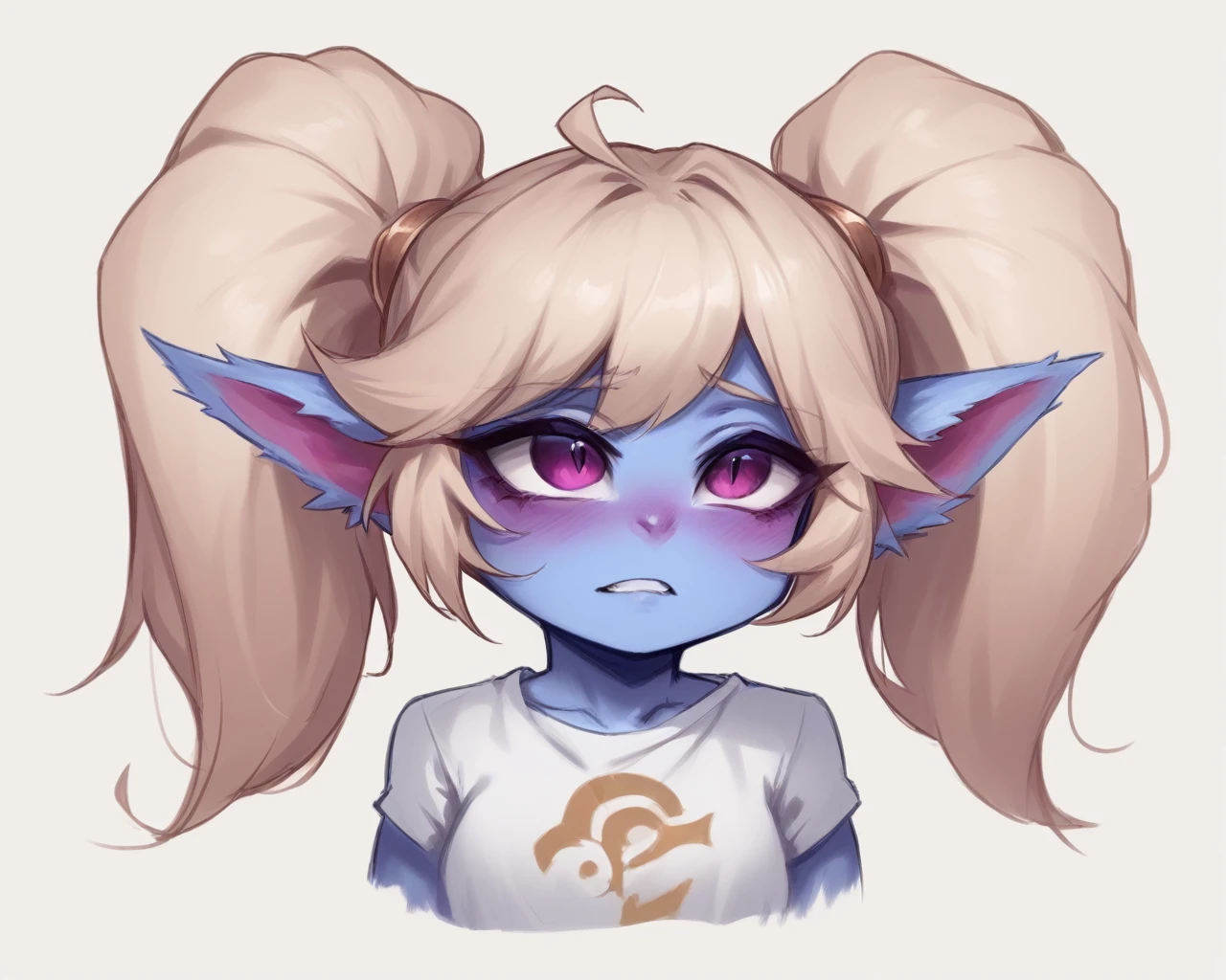 poppy fomr league of legends cute face in t shirt detailed sketch for drawing simple 