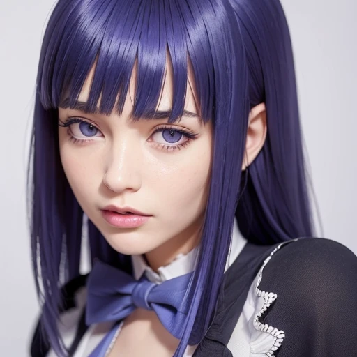 (8K, RAW photo, best quality, masterpiece:1.2),(realistic, photo-realistic:1.4),(extremely detailed 8K wallpaper),(1girl),(beautiful detailed eyes),(beautiful detailed lips),(extremely detailed eyes and face),(long eyelashes),Frederica Bernkastel,purple hair,dress,bowtie,mary janes,purple eyes,whole body,lower angle,seductive pose,armpits
