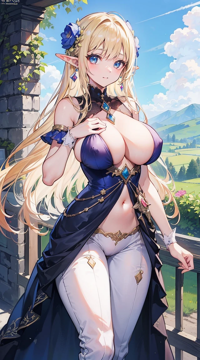beautiful woman,folk girl,blonde with blue eyes,Wear a rococo ball gown to look elegant... Decorated with long shapes, fluffy skirt.,Beautiful rococo style evening gown with amazing details... Finished off with a long skirt with large pleats...,countryside,countryside,beautiful scenery,European Middle Ages,Smile until all your teeth are gone.,forehead,forehead exposed,very big breasts,ear nipple ring,side waist slit,tight,((side chest)),trousersชั้นในลูกไม้,trousers,((big tits)),(pubic bone),(Hold your hands on your chest...),(Elf Princess), rift, visible chest, Show your breasts, open chest, I see bulging nipples,,(((large areolae:1.4,pink,The nipples are clearly visible.....))),Navel drive,dance,dance, (((2 young women ,beautiful woman))),Revealing the skin, ((pussy,bare female genitals))