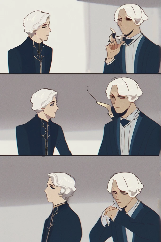 ((Лучшее качество)), ((шедевр)), (подробный), The guy with the white hair smokes